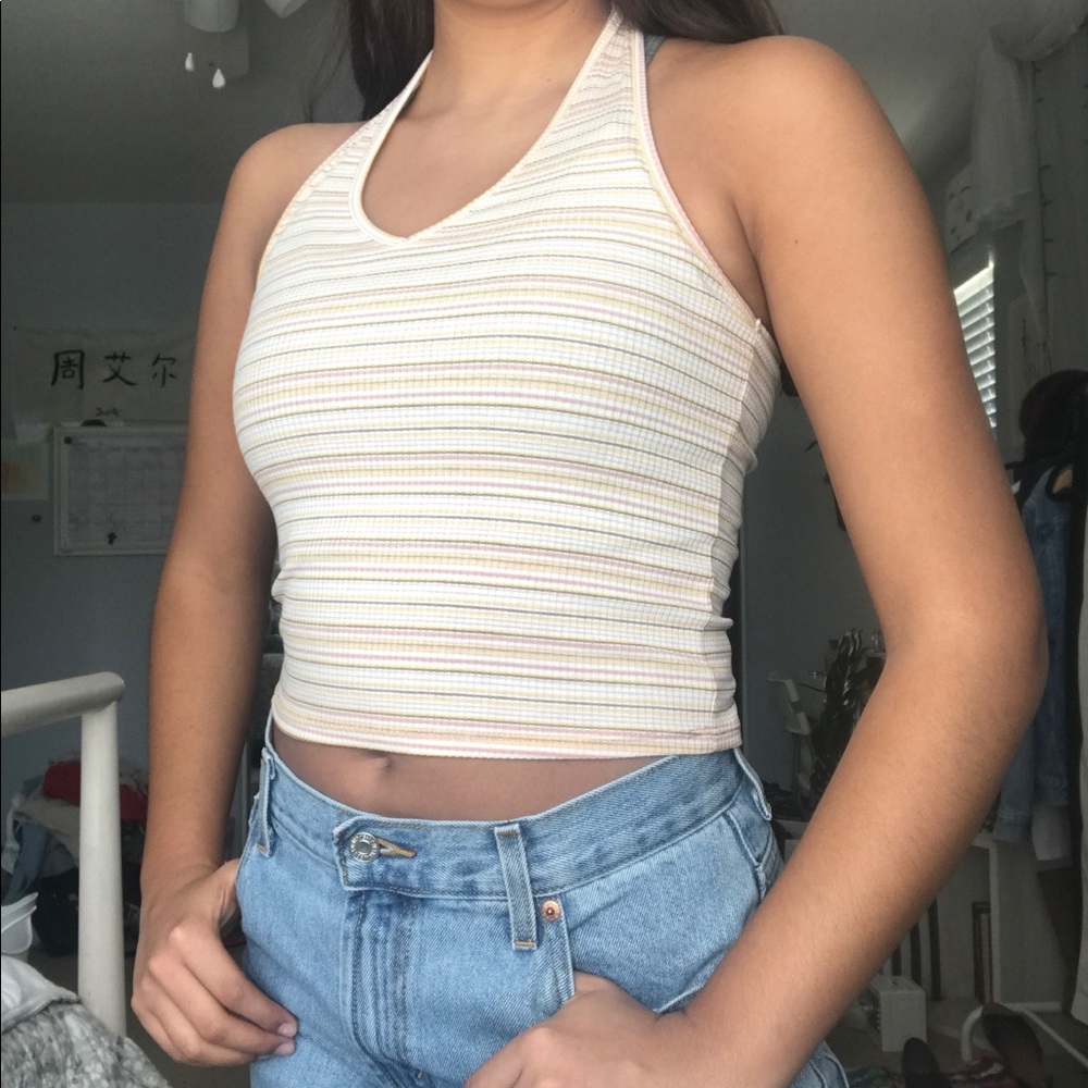 striped halter crop top